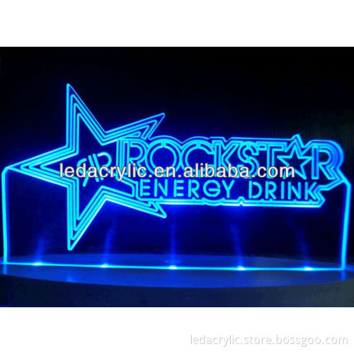 Advertising Rock Star Energy Drink LED Lighted Beer Bar Sign